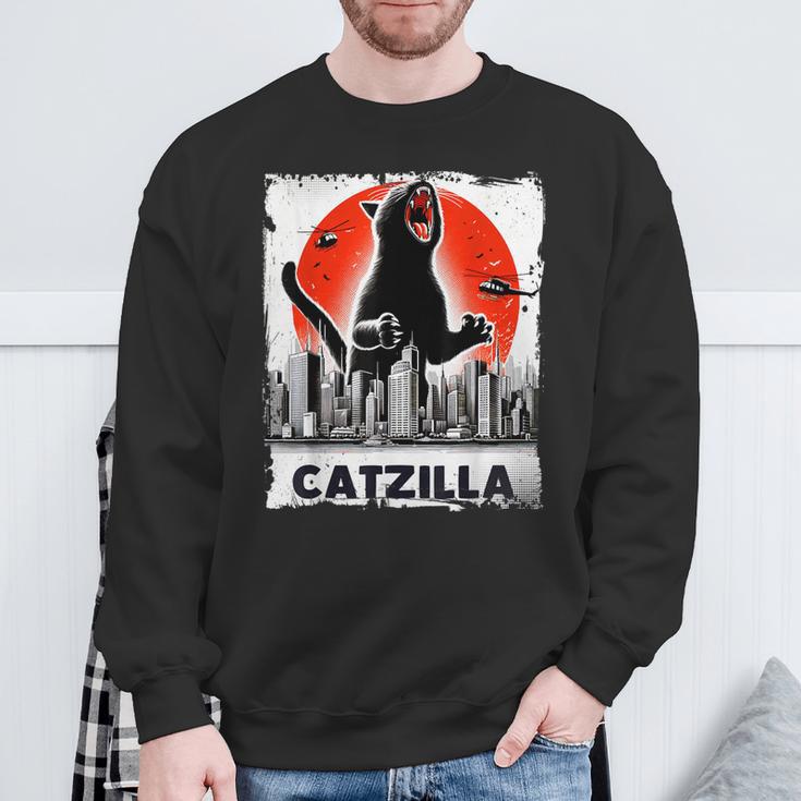 Catzilla Kitten And Cat Sweatshirt Geschenke für alte Männer