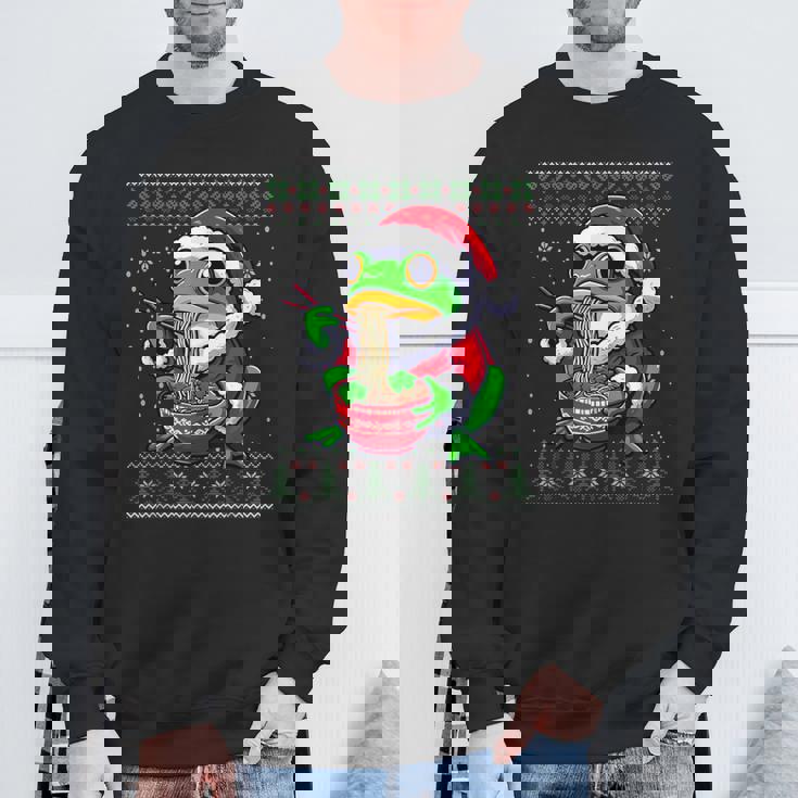 Christmas Frog Eating Ramen Ugly Christmas Sweater Sweatshirt Gifts for Old Men
