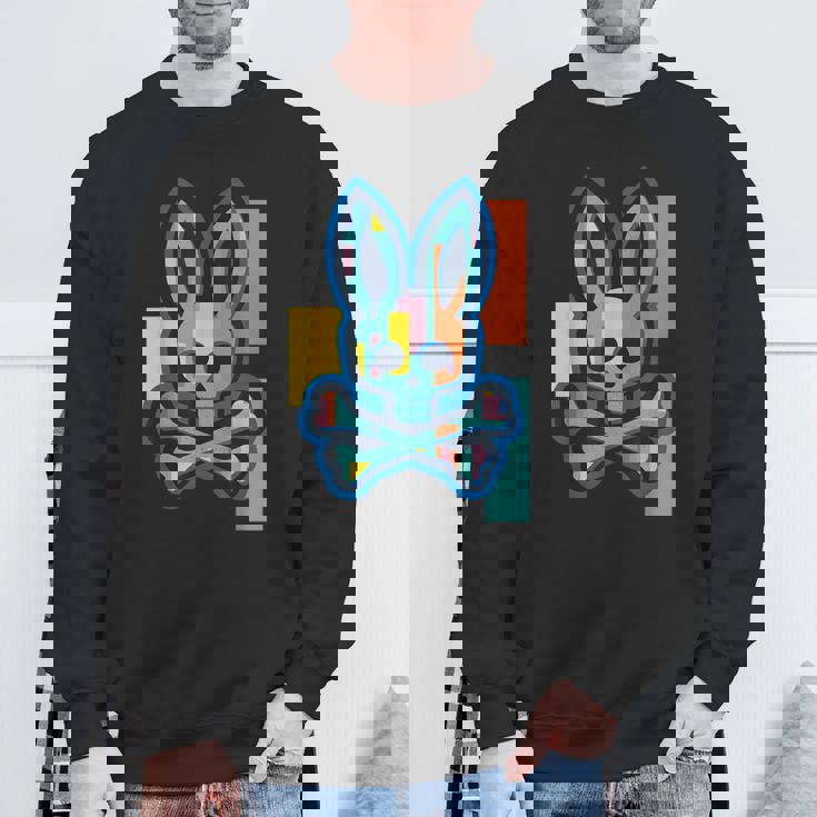Colorful Skull And Crossbones Bad Rabbit Bunny Christmas Sweatshirt Gifts for Old Men