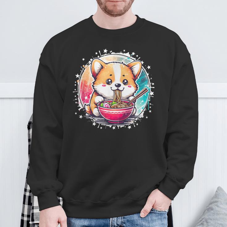 Corgi Dog Ramen Noodles Anime Cute Kawaii Manga Corgi Dog Sweatshirt Geschenke für alte Männer