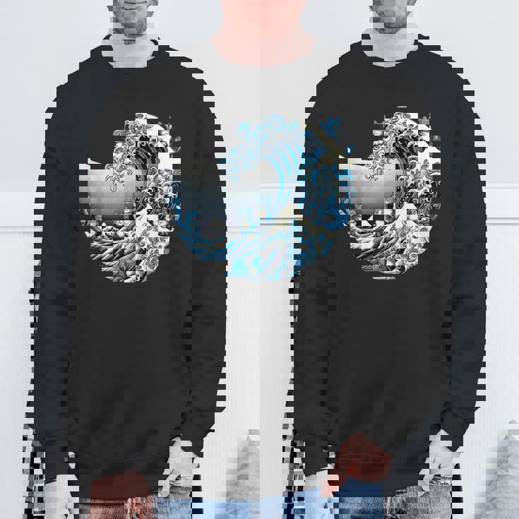 Cute Wave Of Blue Cats Blue Cats Wave Sweatshirt Gifts for Old Men