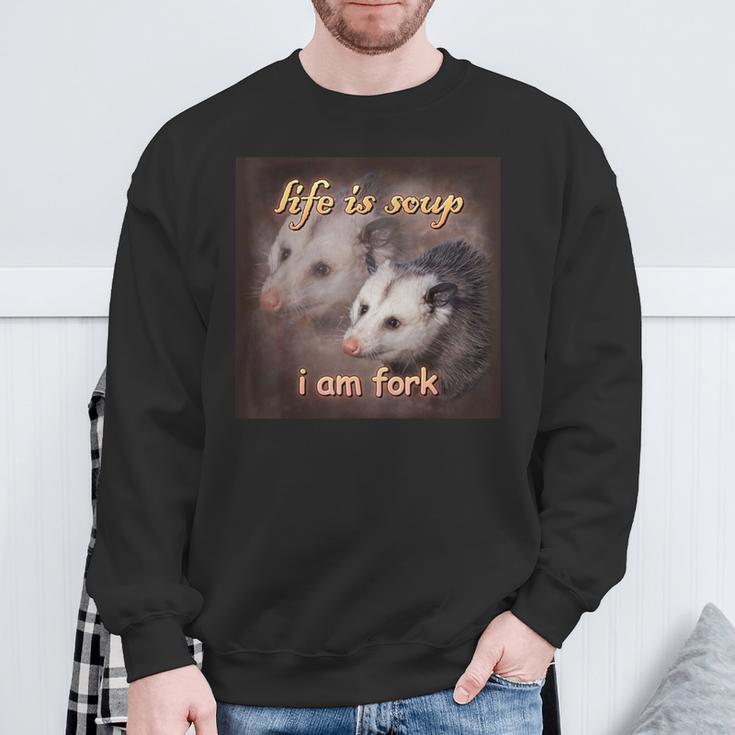 Das Leben Ist Suppe Ich Bin Gabel Opossum Sweatshirt Geschenke für alte Männer