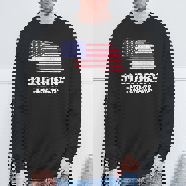Distressed Patriotic Usa Flag Doughboy Nebraska Sweatshirt Gifts for Old Men