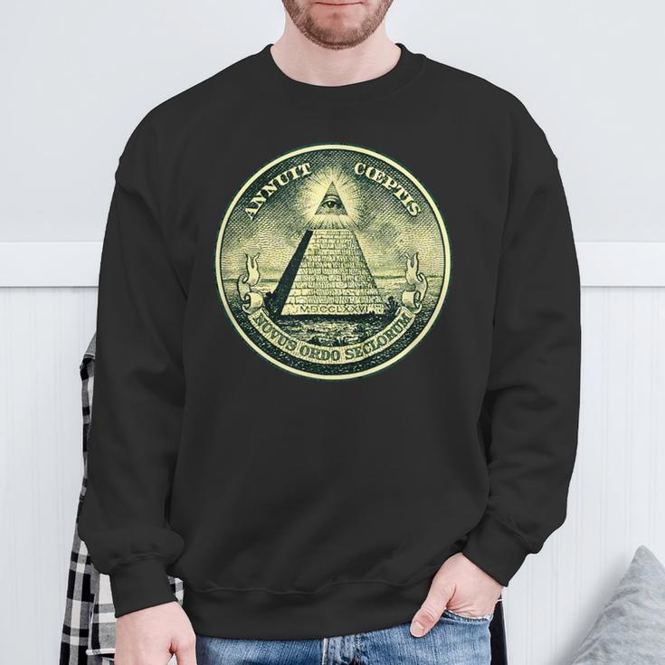 A Dollar Note Allseeing Eye Pyramid Illuminati Sweatshirt Geschenke für alte Männer