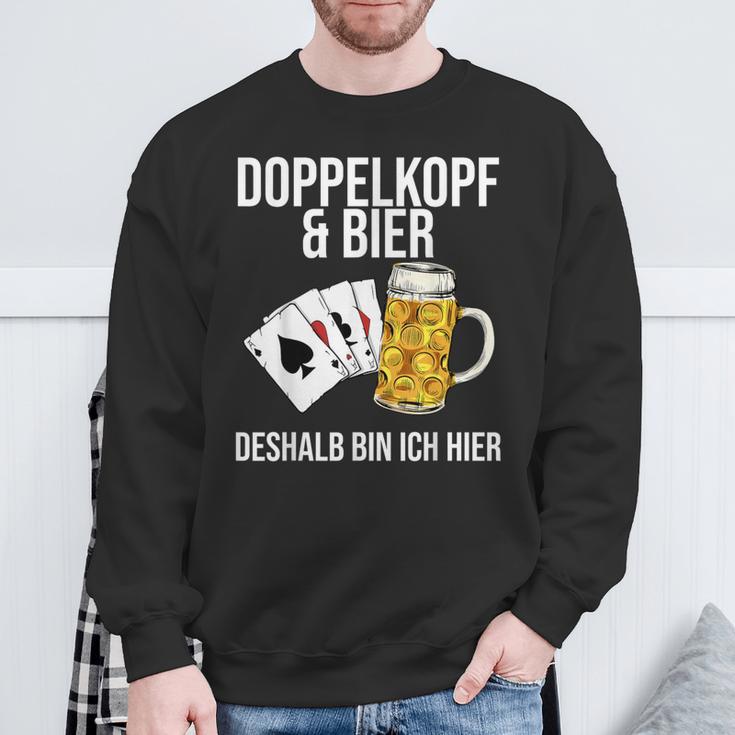 Doppelkopf Und Bier Da Bin Ich Hier Sweatshirt Geschenke für alte Männer