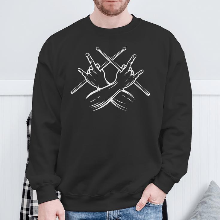 Drummer Drumsticks Rock Drummer Sweatshirt Geschenke für alte Männer