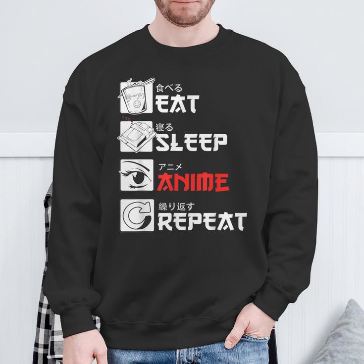 Eat Sleep Anime Repeat For Manga Fans Sweatshirt Geschenke für alte Männer