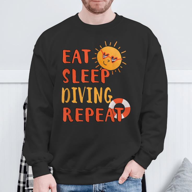 Eat Sleep Diving Repeat Diving Hobby Diver Pastime Summer Sweatshirt Gifts for Old Men