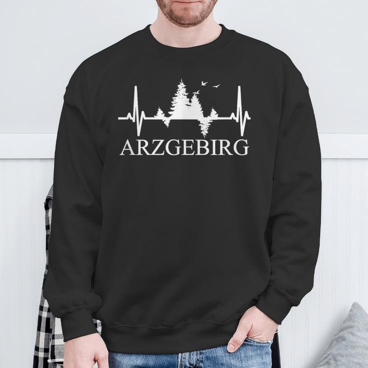 Erzgebirge Heartbeat Forest Motif Arzgebirg Für Erzgebirger Sweatshirt Geschenke für alte Männer