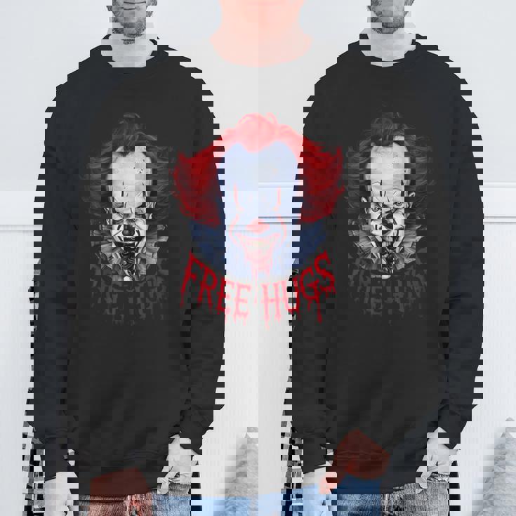 Free Halloween Hugs Evil Killer Scary Clown Horror Halloween Sweatshirt Gifts for Old Men