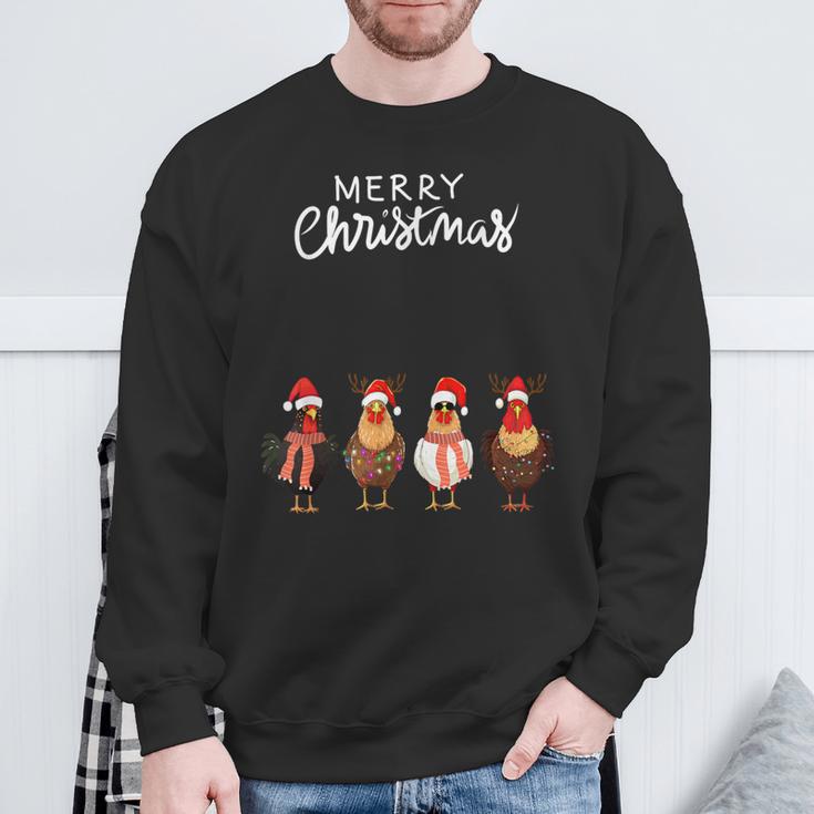 Frohe Weihnachten Hühner Mit Weihnachtsmützen Süßer Hühnerliebhaber Sweatshirt Geschenke für alte Männer