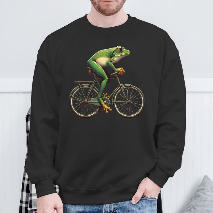 With Frosch Fährt Fahrrad Motif Sweatshirt Geschenke für alte Männer