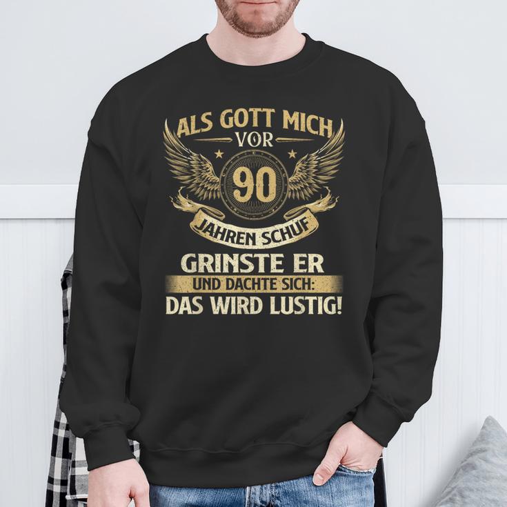 Als Gott Michor 90 Jahren Schuf Birthday Sweatshirt Geschenke für alte Männer