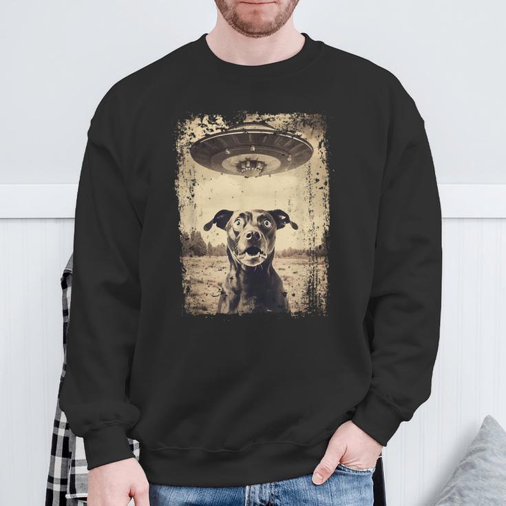 Dog With Ufo Retrointage Uncanny Alien Ufo Sweatshirt Geschenke für alte Männer