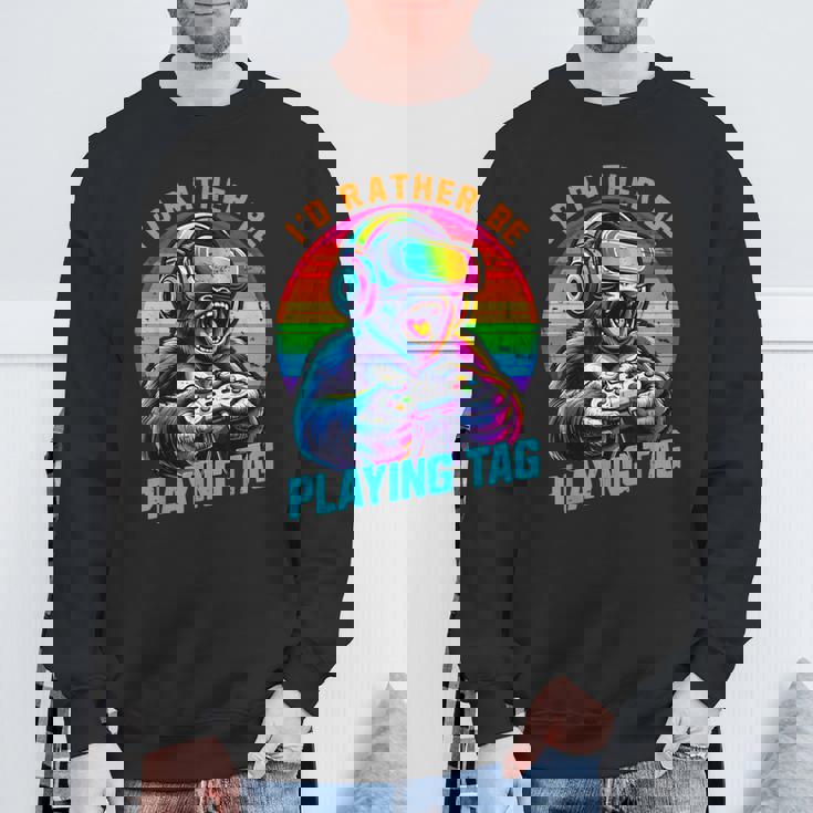 Gorilla Playing Video Vr Games Boys Gamer Gaming Sweatshirt Gifts for Old Men