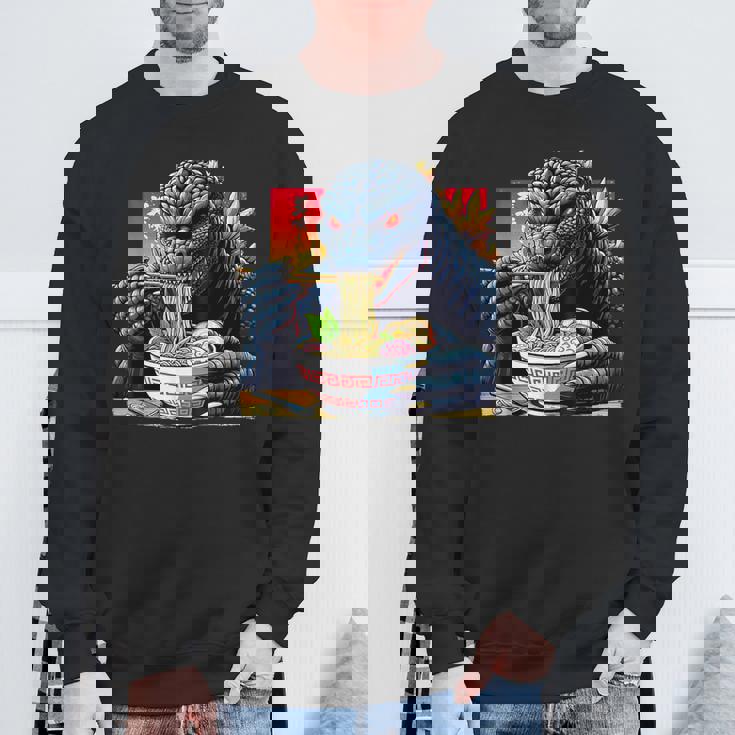 Kaiju Eating Ramen Japanese Monster Lover Birthday Sweatshirt Gifts for Old Men