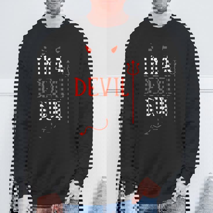 Lazy Easy Im A Devil Costume For Diy Halloween Party Sweatshirt Gifts for Old Men
