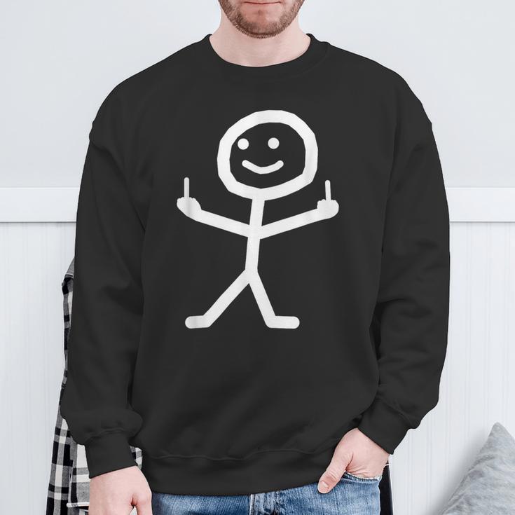 Stick Figure With Middle Finger Sweatshirt Geschenke für alte Männer