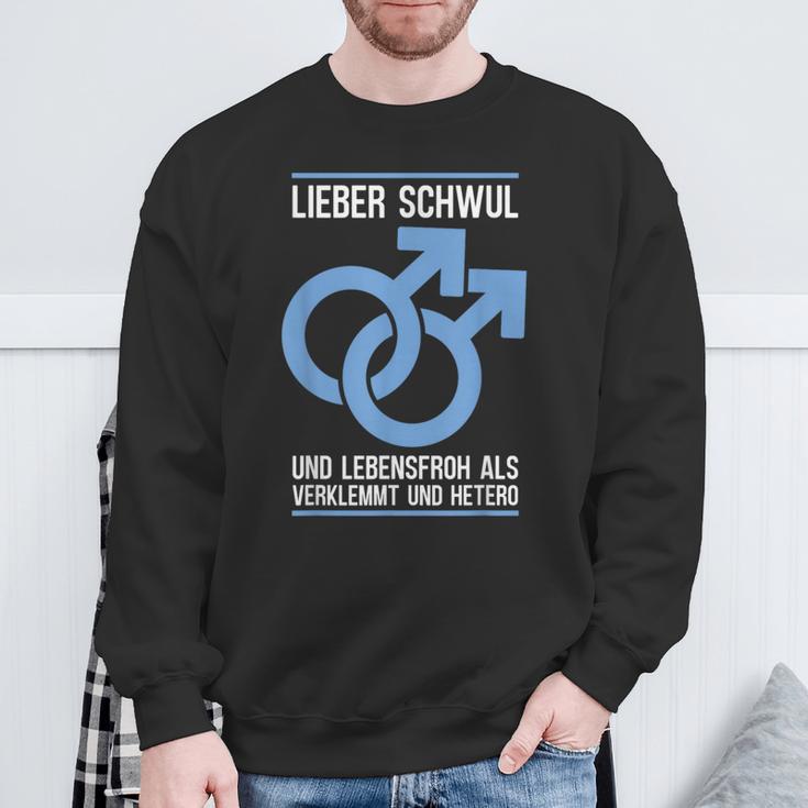 Gay Lieber Schwul Und Lebensfroh Alserlemmund Hetero Sweatshirt Geschenke für alte Männer