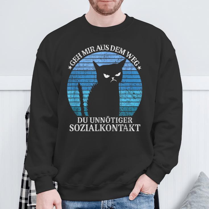 Geh Mir Aus Dem Weg Du Unnötiger Sozialkontakt Cats Retro Sweatshirt Geschenke für alte Männer