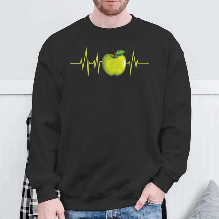 Green Apple Fruit Heartbeat Ecgegan Sweatshirt Geschenke für alte Männer