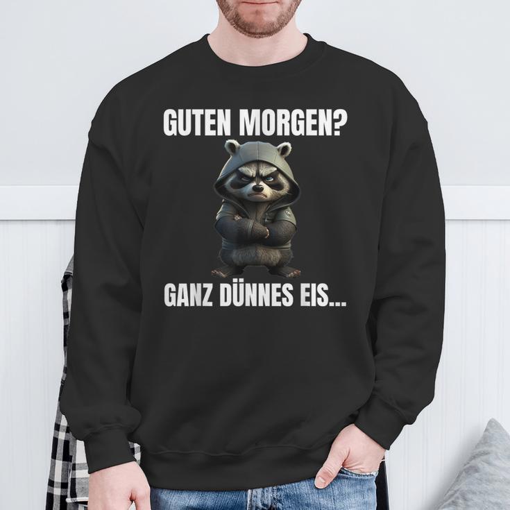 Guten Morgen Ganz Dünnes Eis Kaffee Quote Raccoon Sweatshirt Geschenke für alte Männer