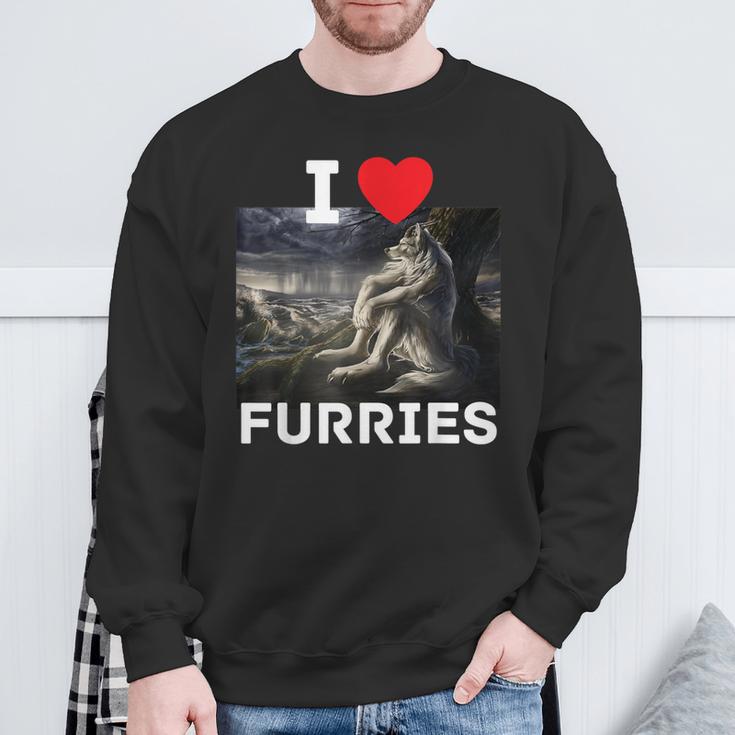 I Heart Werewolfs Cringe Werewolf Wolf Meme Sweatshirt Geschenke für alte Männer