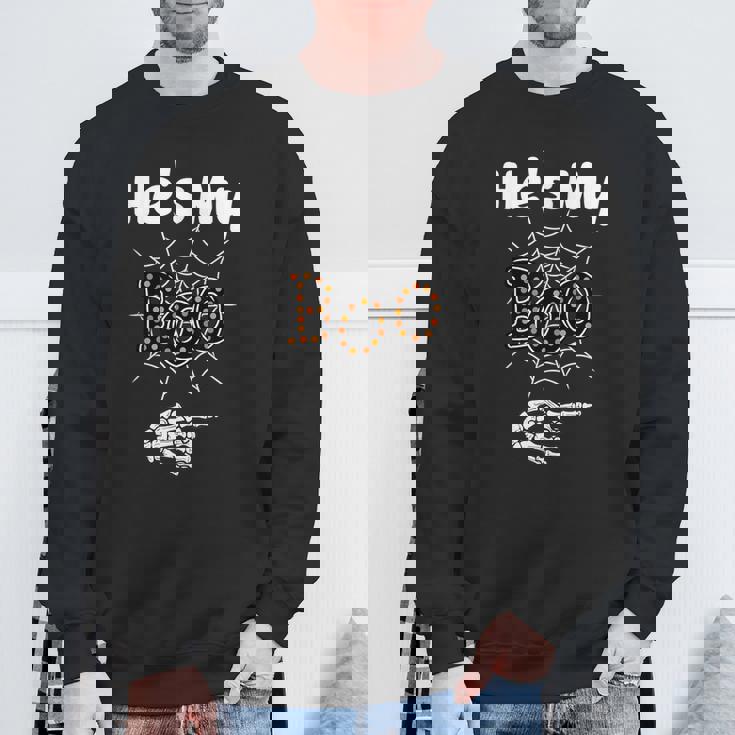 He's My Boo Spider Skull Matching Halloween Pajama Couples Sweatshirt Gifts for Old Men