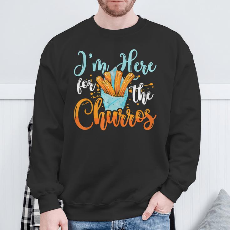 Ich Bin Hier Für Die Churros Liebt Nachtisch Mexikanisches Essen Churros Sweatshirt Geschenke für alte Männer