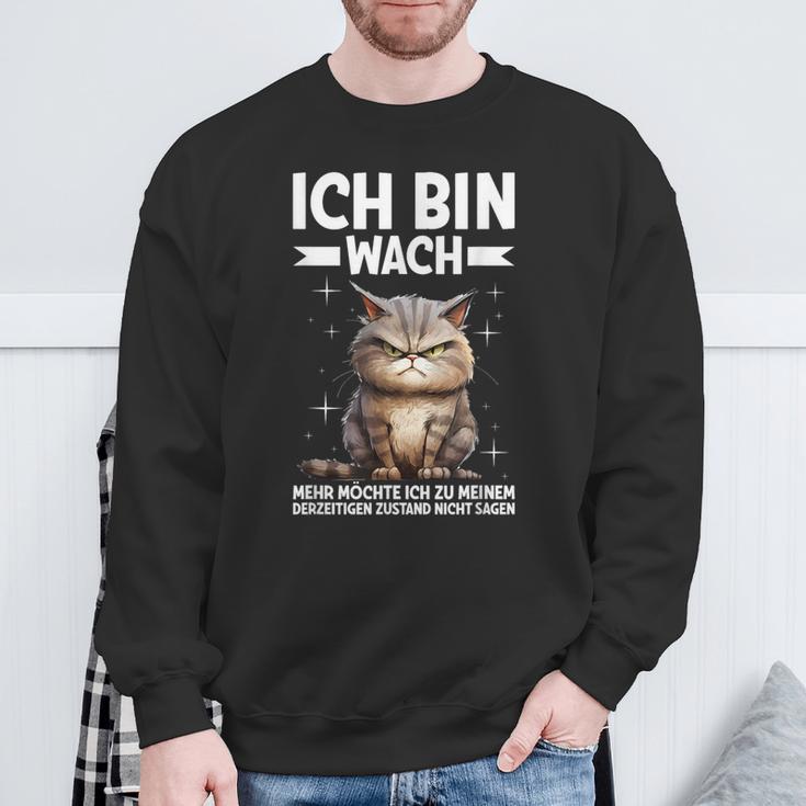 Ich Bin Wach Mehr Möchte Ich Nicht Sagen Katze Angervt Sweatshirt Geschenke für alte Männer