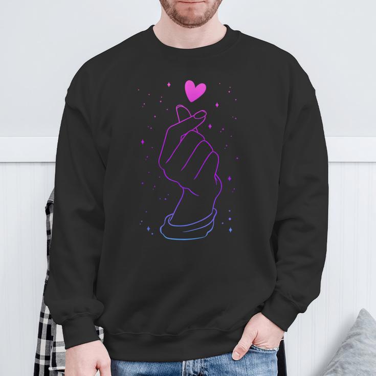 K-Pop Finger Heart Saranghae For Fans Of Korean Music Sweatshirt Geschenke für alte Männer