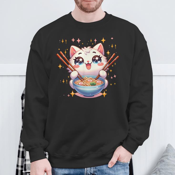 Katze Ramen Essen Nudeln Manga Anime Japanisch Kawaii Cute Sweatshirt Geschenke für alte Männer