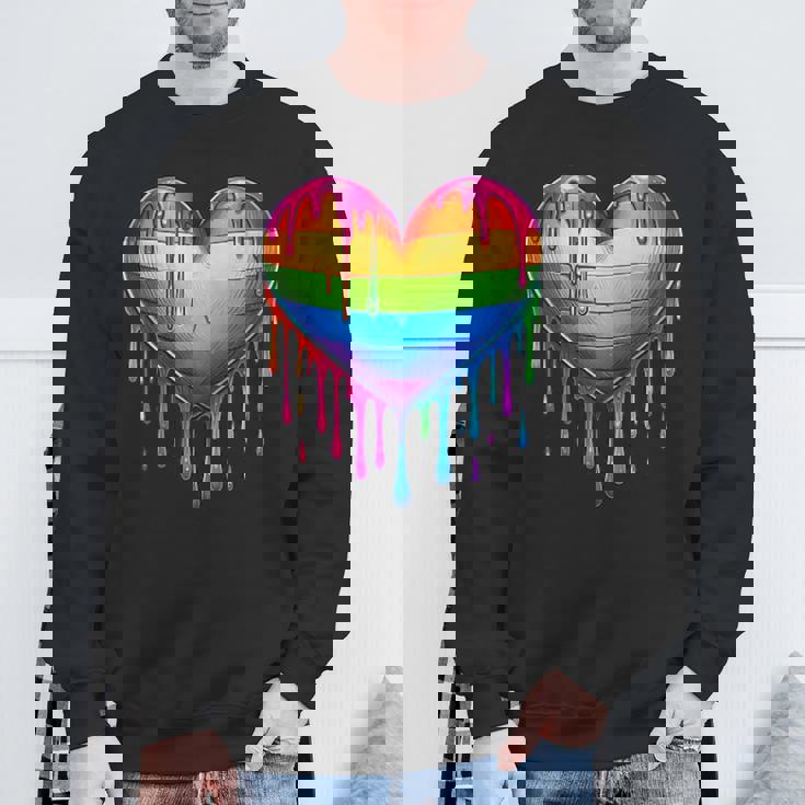 Lgbtq Corazón Arco Iris Orgullo Gay Lgbt Sin Mangas Camisa de entrenamiento Regalos para ancianos