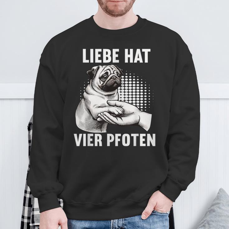 Liebe Hatier Pfoten Mops Pug Pug Dog Liebe Hatier Paw Sweatshirt Geschenke für alte Männer