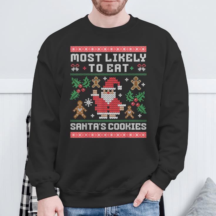 Am Liebsten Santas Kekse Essen Ugly Christmas Sweatshirt Geschenke für alte Männer