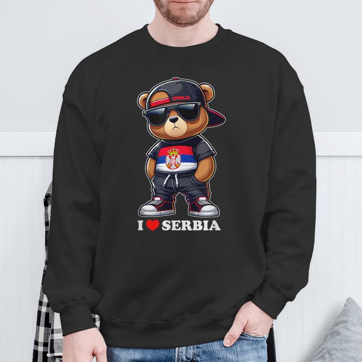 I Love Serbia Serbian Flag Teddy Bear Srbija Sweatshirt Geschenke für alte Männer