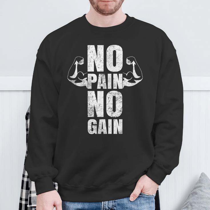 Lustiges Gym No Pain No Gain Geschenk Fitnessstudio Sprüche Sweatshirt Geschenke für alte Männer