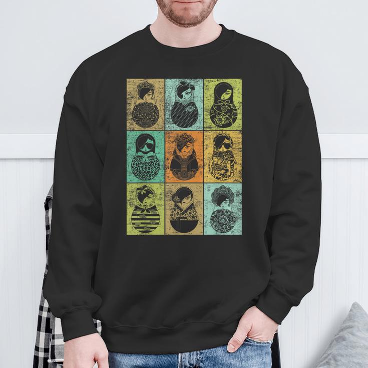 Matroschka Muster Retro Stil Intage Sweatshirt Geschenke für alte Männer