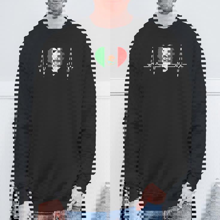Mexico Flag Heartbeat Pulse For Mexican Independence Day Sweatshirt Gifts for Old Men