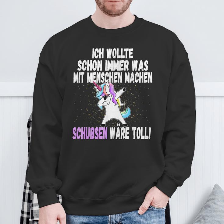 Was Mit Menschen Machen Unicorn Saying Sweatshirt Geschenke für alte Männer