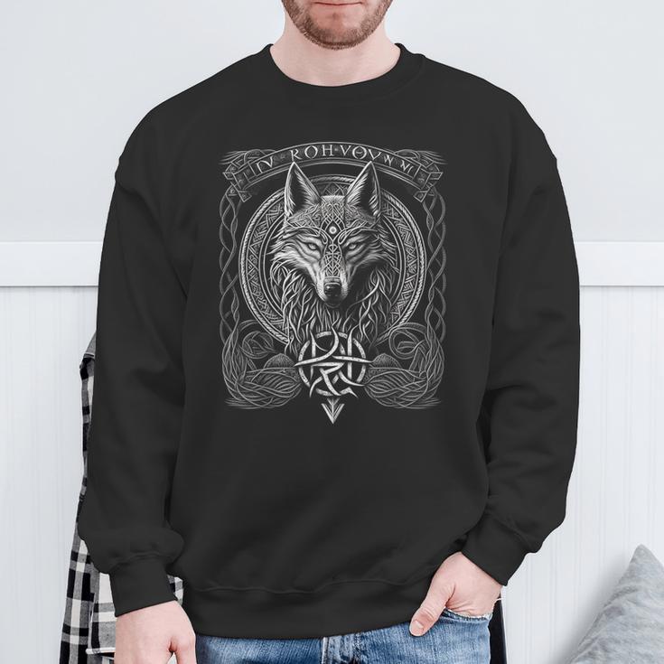 Odins Wolfiking Norse Runes Nordmann Mythology Sweatshirt Geschenke für alte Männer