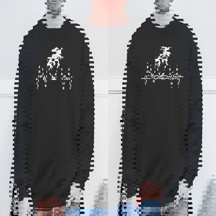 Palm Tree Heartbeat Tropical Summer Beach Vacay Sweatshirt Gifts for Old Men