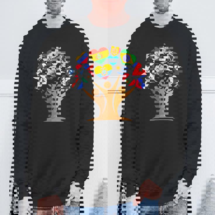 Hispanic Heritage Month Spanish-Speaking Countries Flags Sweatshirt Gifts for Old Men