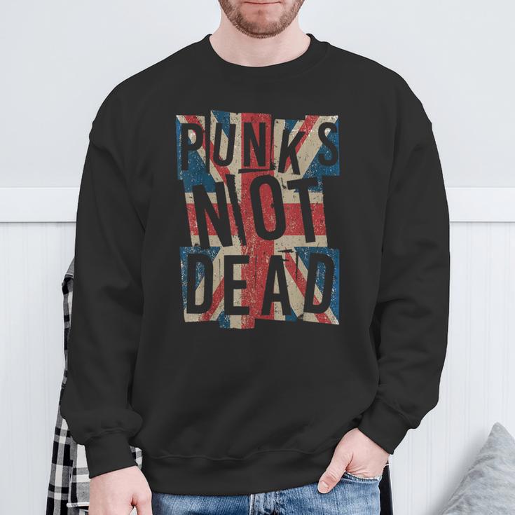 Punk Not Deadintage Uk London Flag Punk Is Not Dead Sweatshirt Geschenke für alte Männer