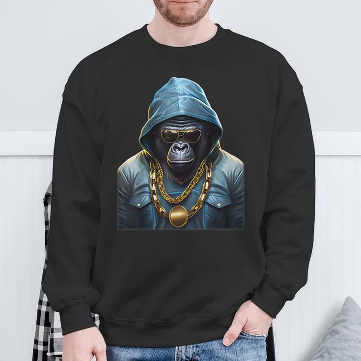 Rapper Gorilla I Retro Hip Hop I Gorilla Hip Hop Gangster Sweatshirt Geschenke für alte Männer