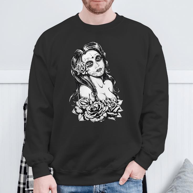 Retro Catrina I Retro Dia De Muertos I La Santísima Muerte Sweatshirt Geschenke für alte Männer