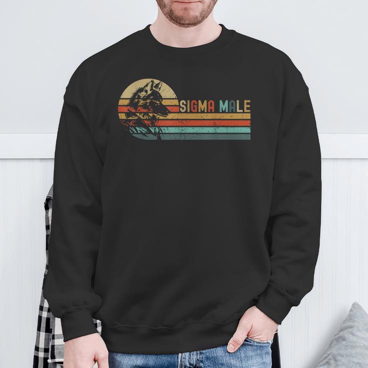 Retro Sigma Männlicher Wolf Lustige Sarkastische Zitate Witzige Witze Sweatshirt Geschenke für alte Männer