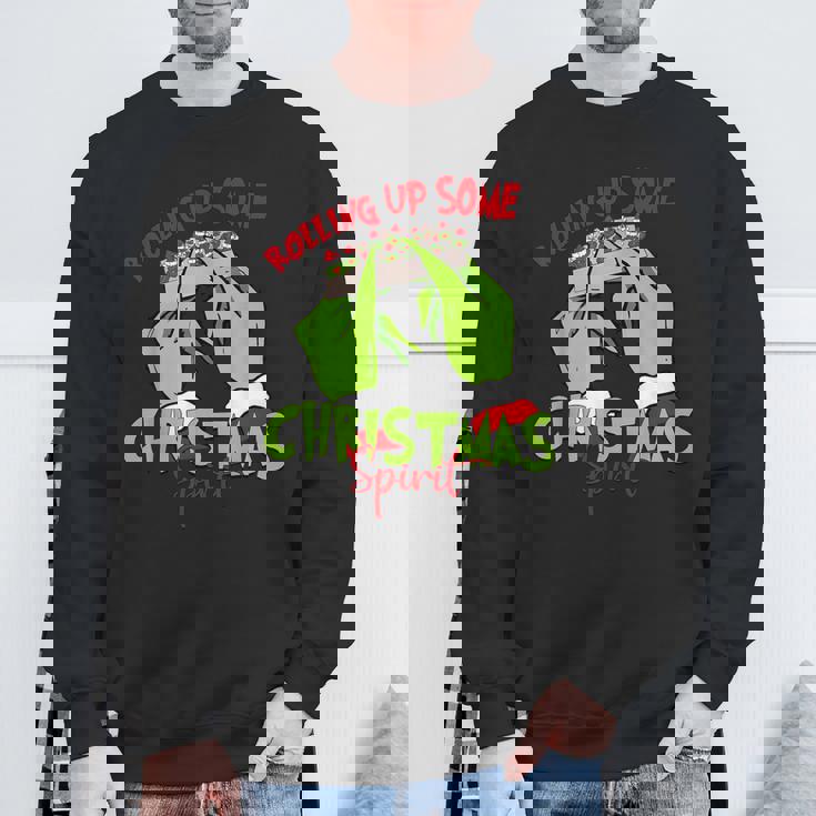 Rolling Up Some Christmas Spirit Xmas Santa Pajamas Holiday Sweatshirt Gifts for Old Men
