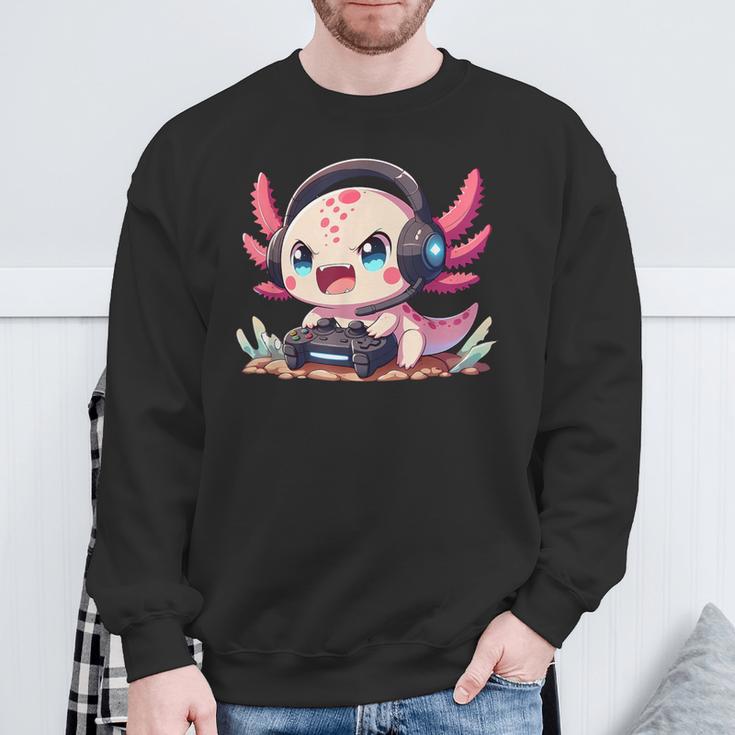 Rosa Axolotl Anime Gamesolotl Axolotl Gamer Sweatshirt Geschenke für alte Männer