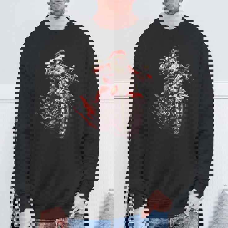 Santa Riding A Motorcycle Biker Motorcycle Lover Xmas Pajama Sweatshirt Gifts for Old Men